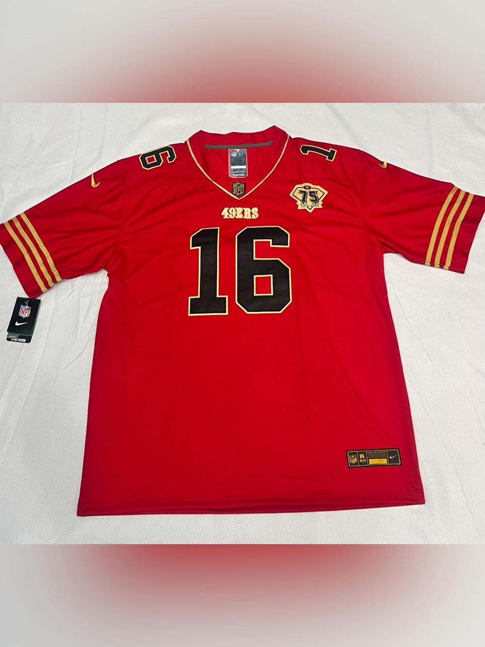 NFL San Francisco 49ers Red #16 Jersey with Gold and Black Trim